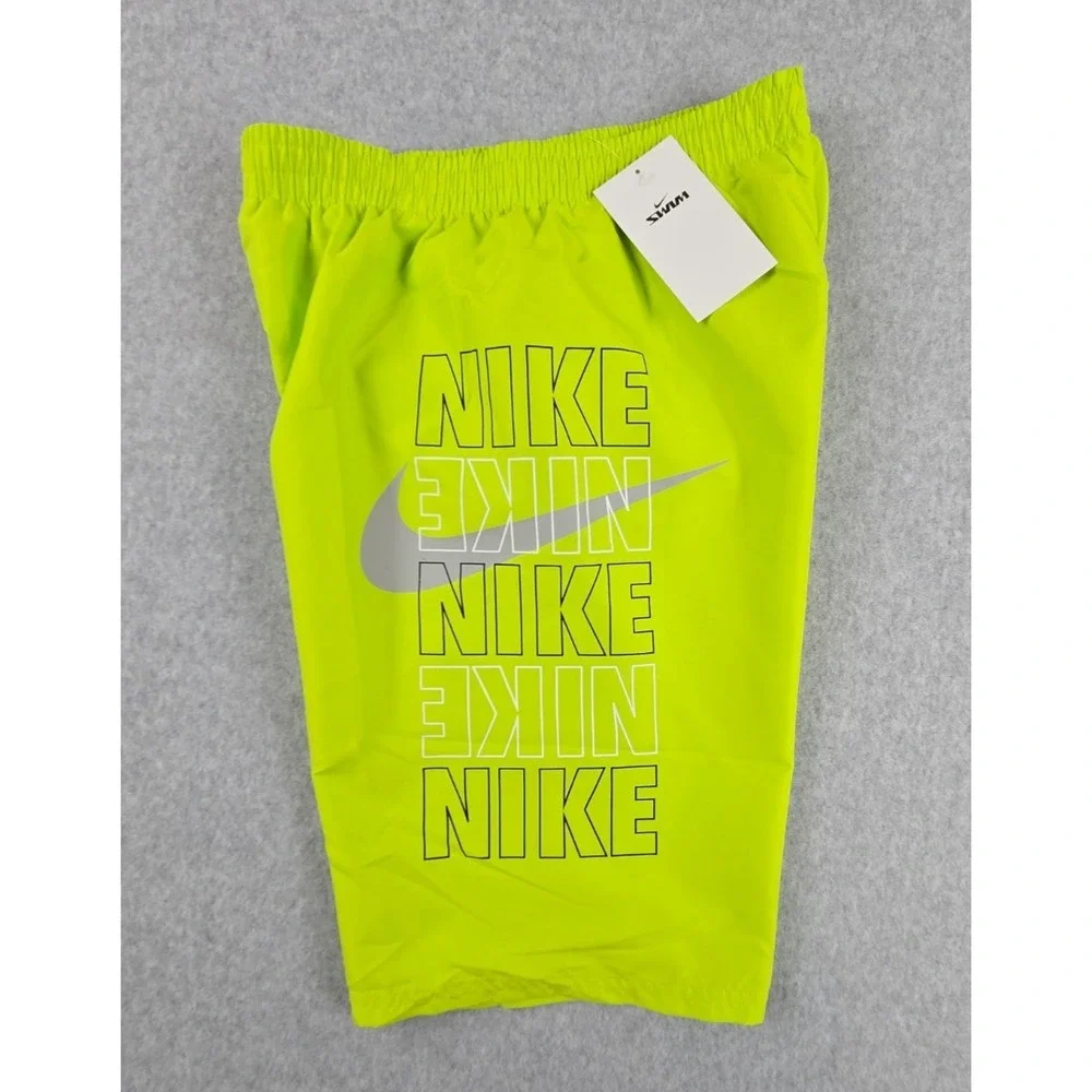 Nike Swim Boys Size Large‎ Swimming Trunks Shorts Green Logo Bathing Suit NEW